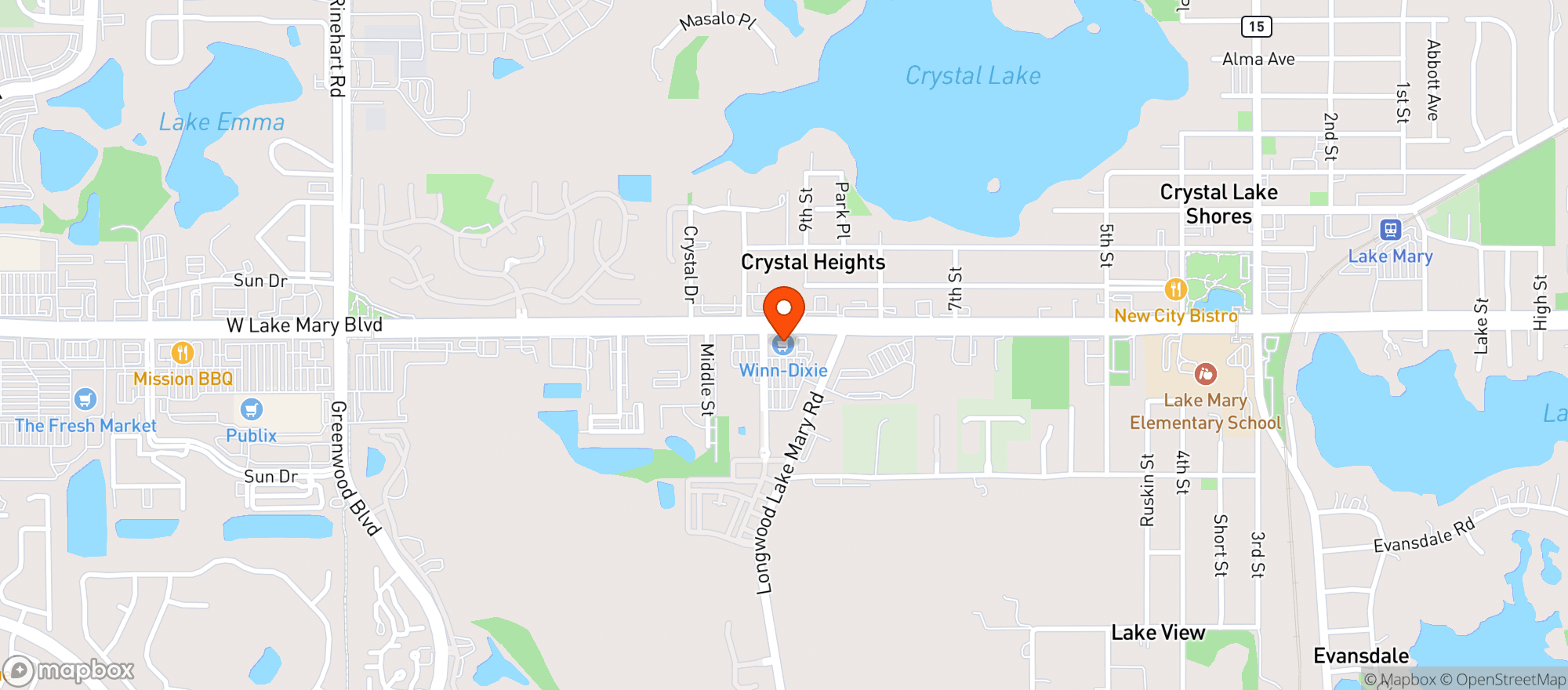 Map showing Winn Dixie - 2566