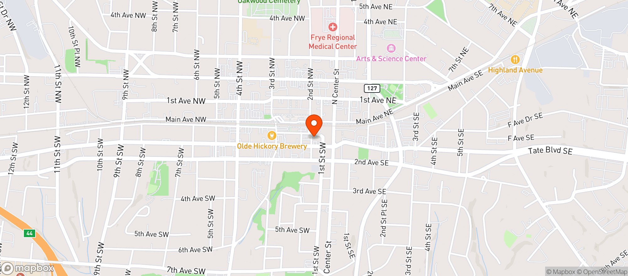 Map showing Dive Bar Hickory