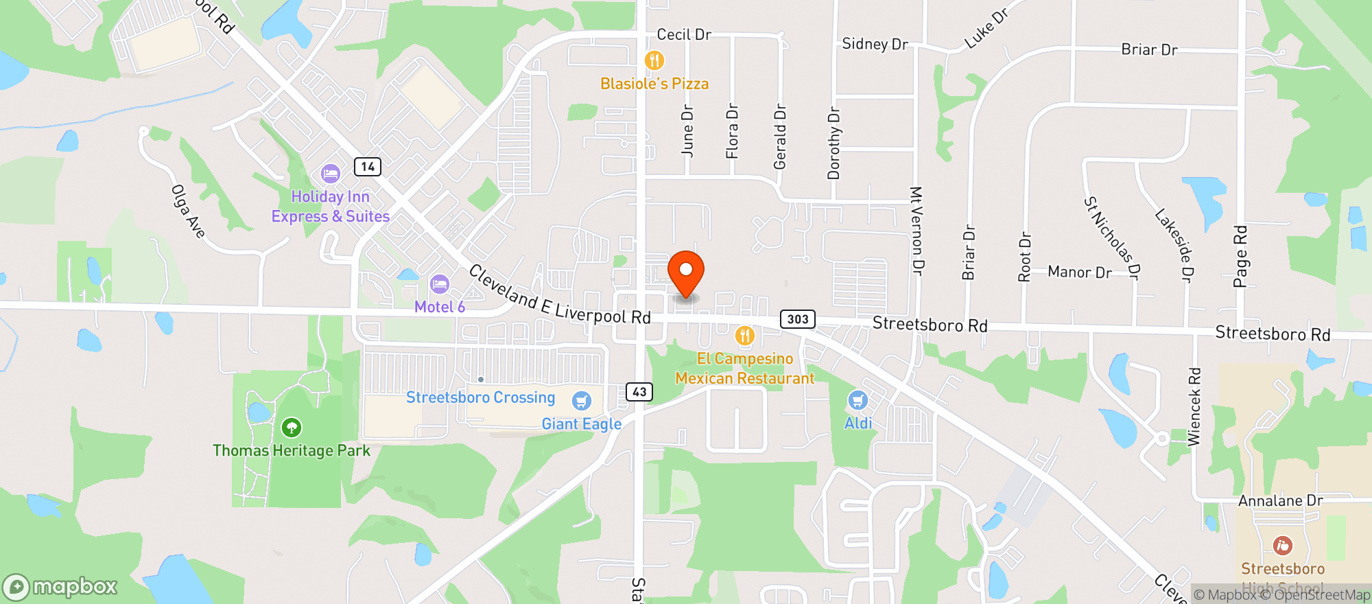 Map showing Brown Derby World Famous Steakhouse