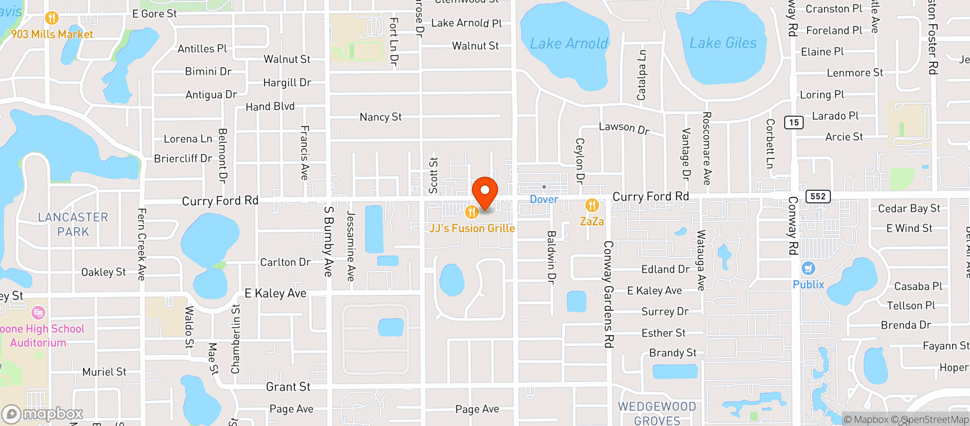 Map showing Winn Dixie Store #2288