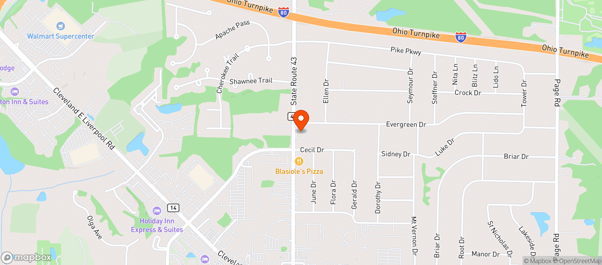 Map showing Sammys Drive Thru