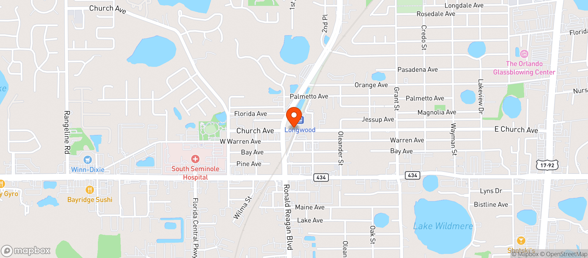 Map showing Mockingbird Apothecary & General Store