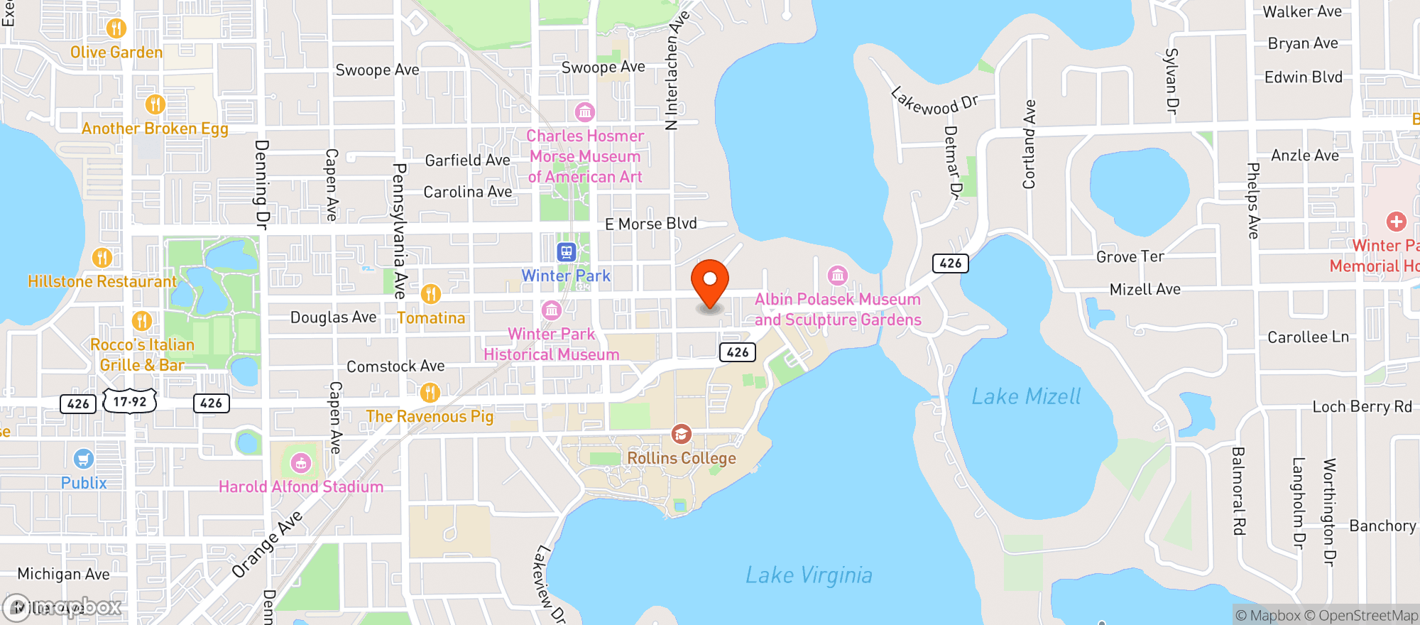 Map showing The Alfond Inn At Rollins