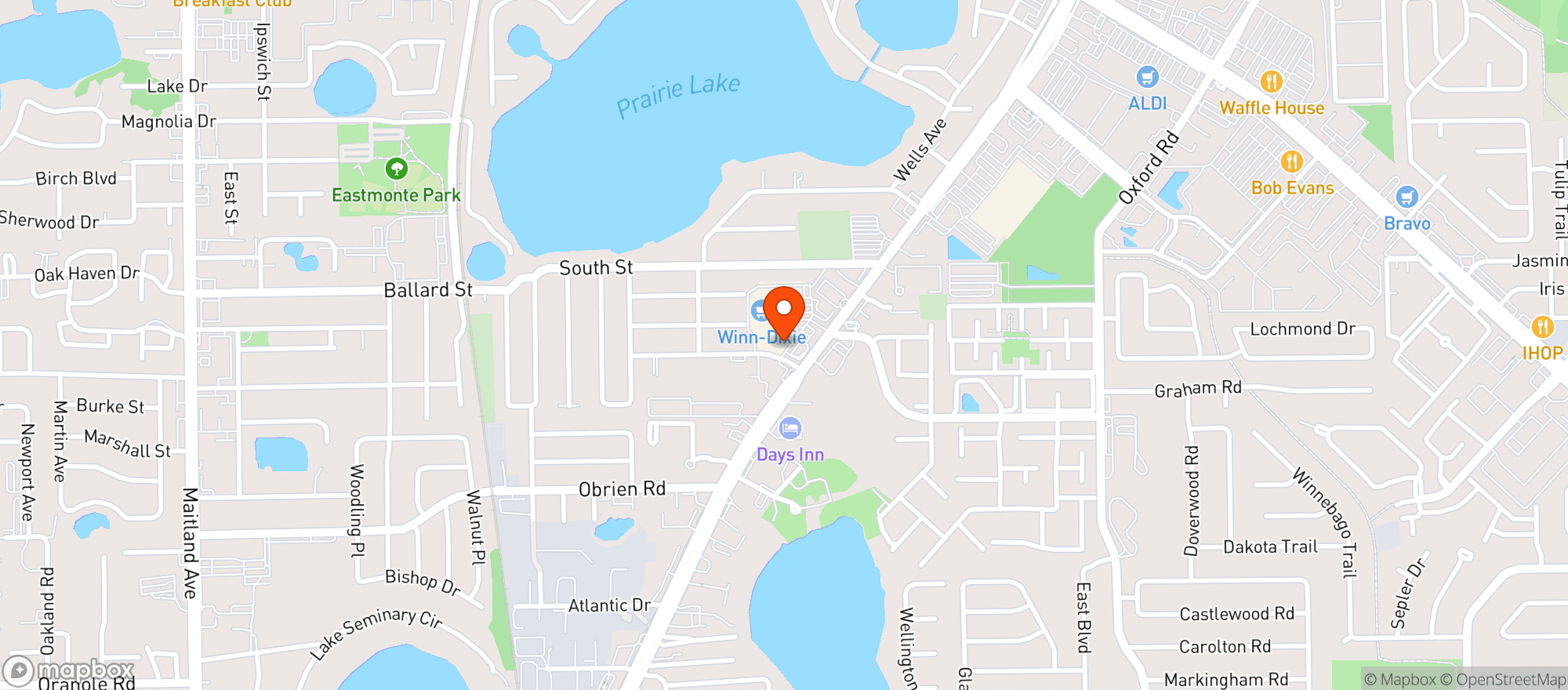 Map showing WINN-DIXIE (MAIN STREET SQUARE)