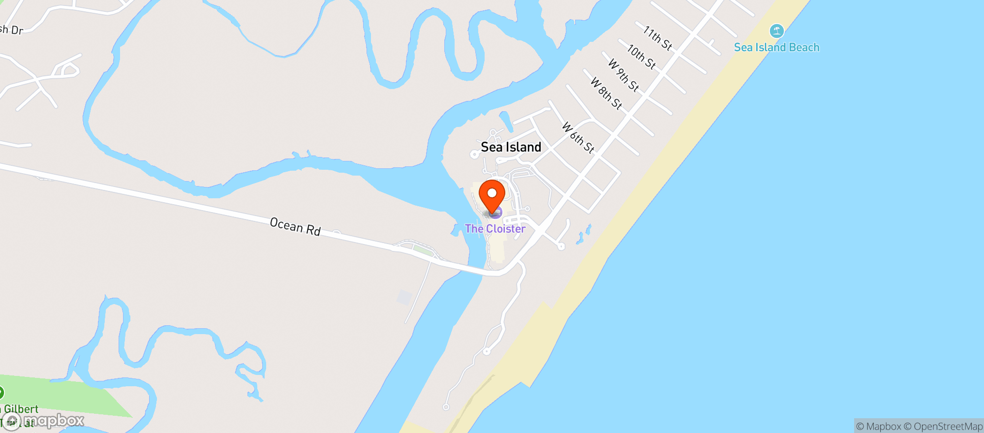 Map showing The Cloister at Sea Island
