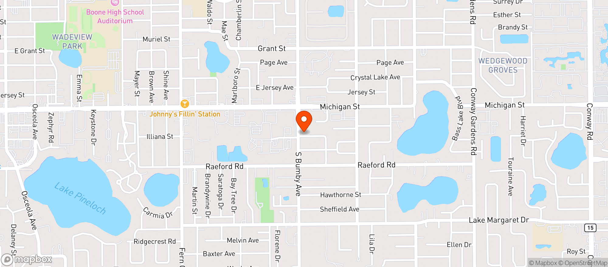 Map showing Kwik Mart