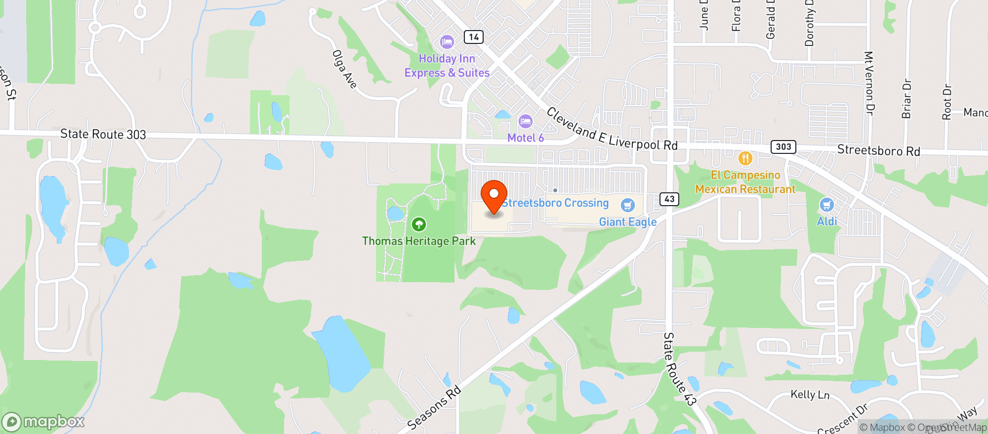 Map showing TARGET - STREETSBORO