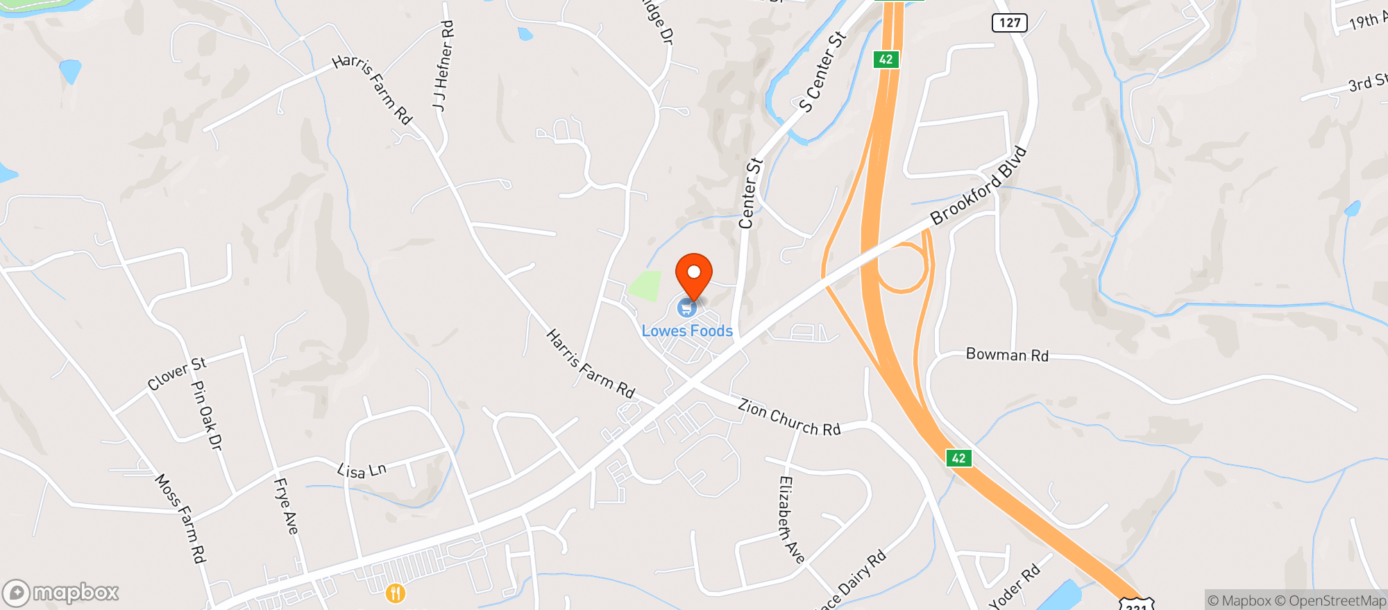 Map showing Lowes Foods #216