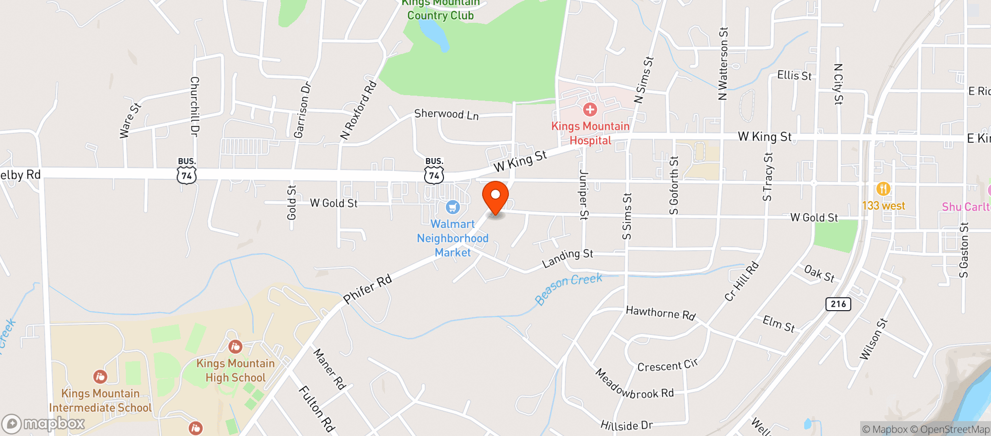 Map showing Circle P Food Mart