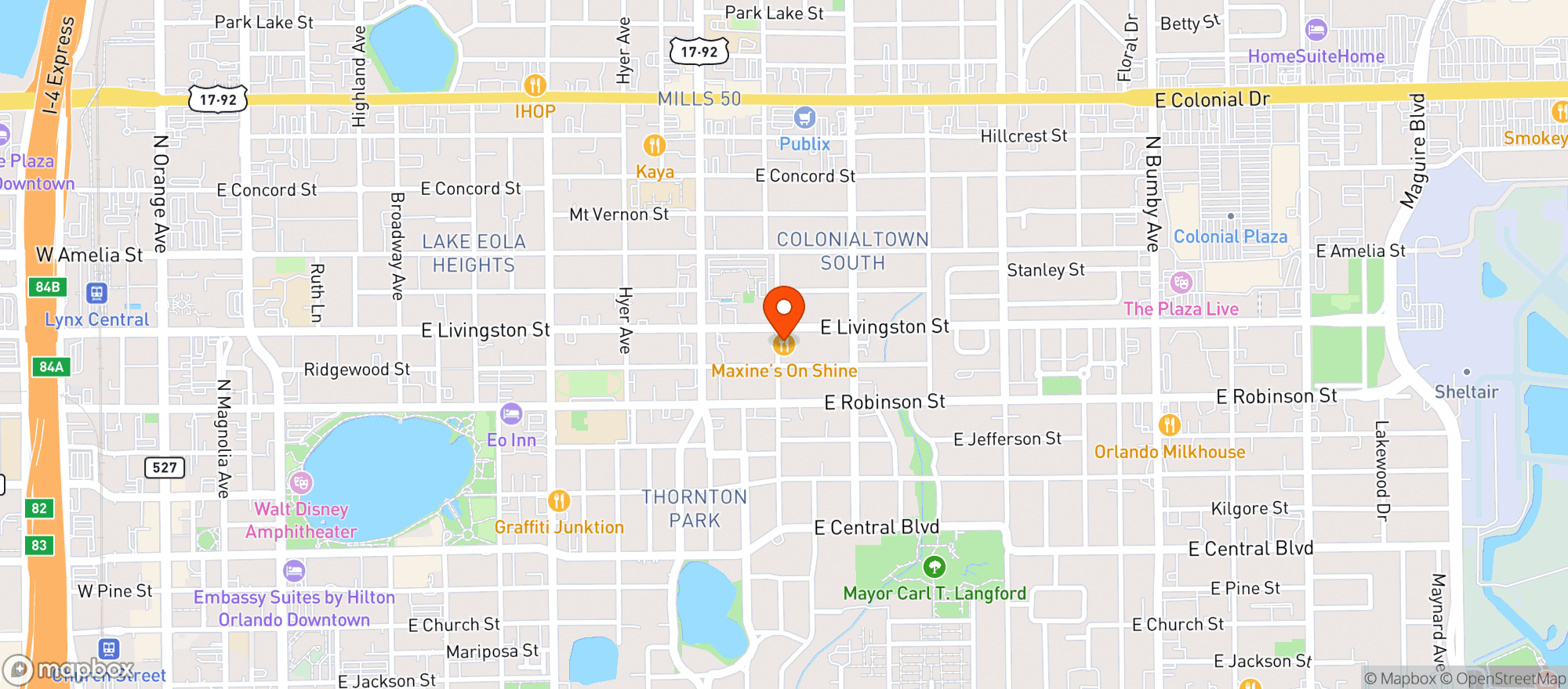Map showing Maxines On Shine