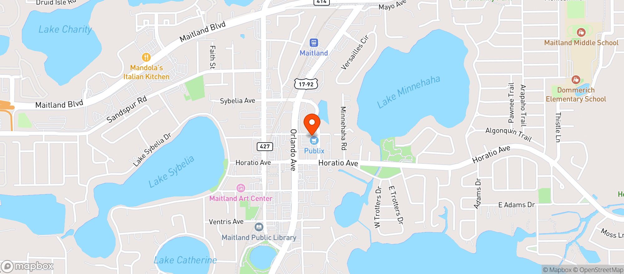Map showing Publix Super Market #1070