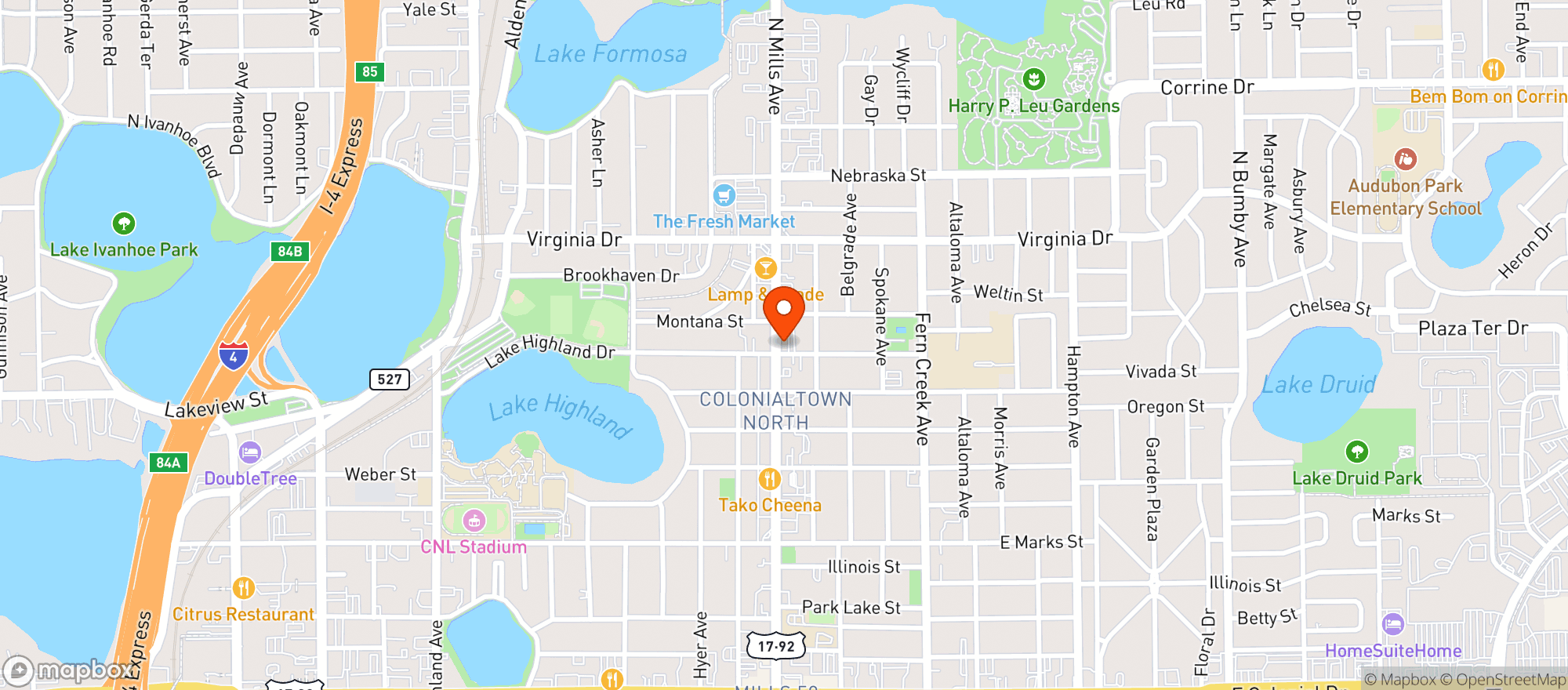 Map showing Framework Craft Coffee House