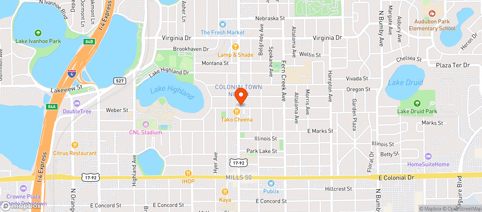 Map showing Wallys Bar & Liquors
