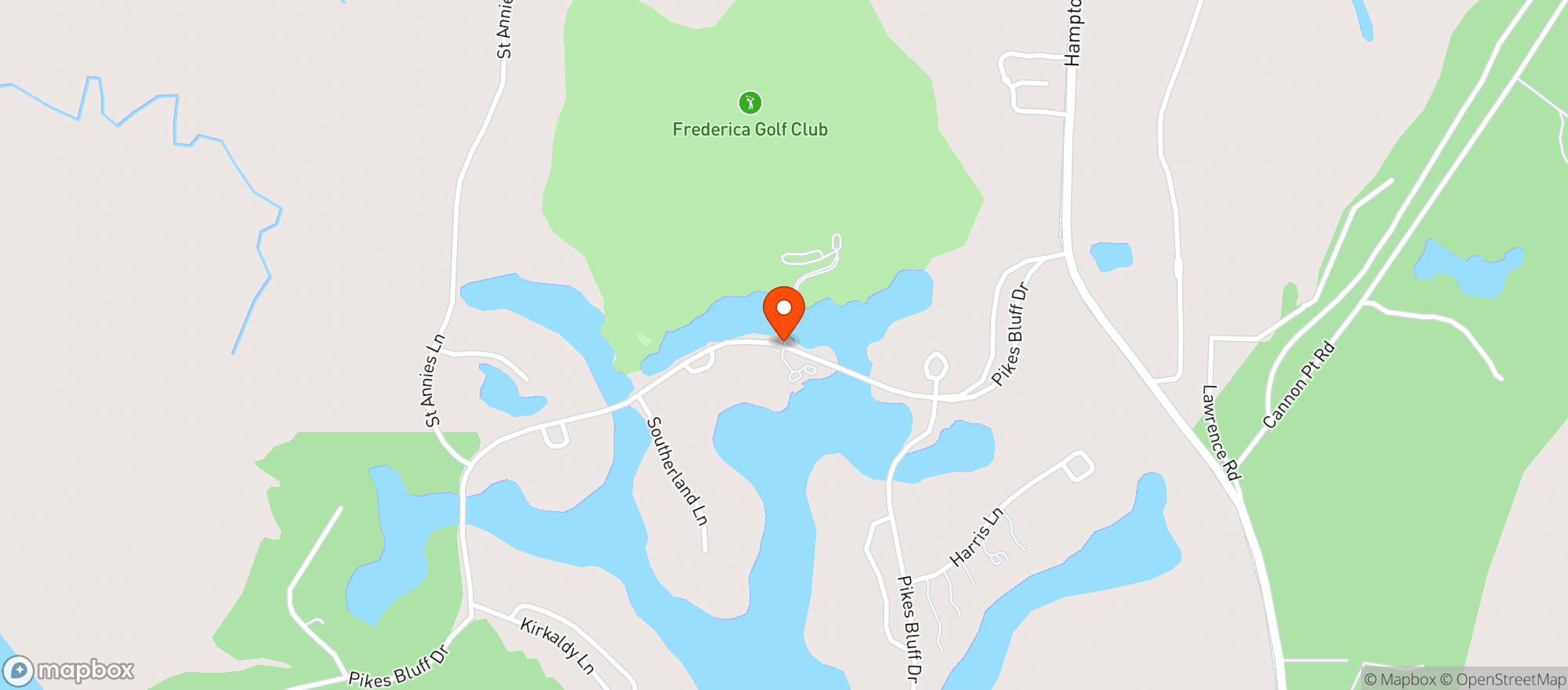 Map showing Frederica Golf Club