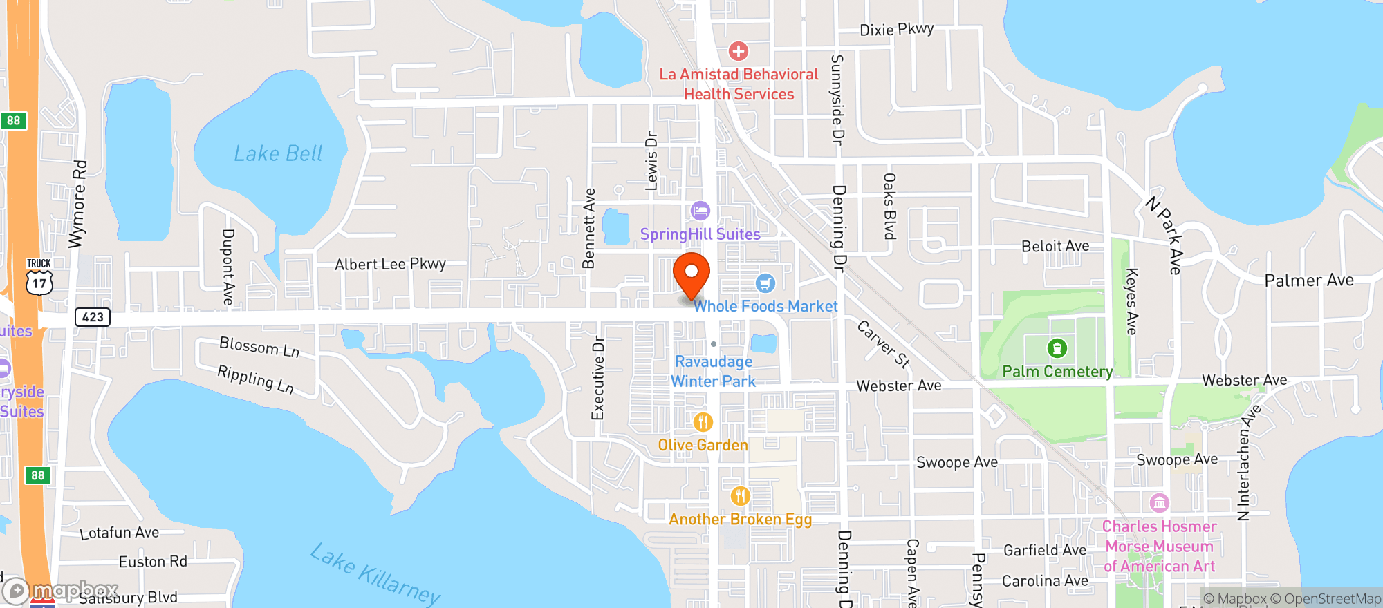 Map showing Millers Ale House