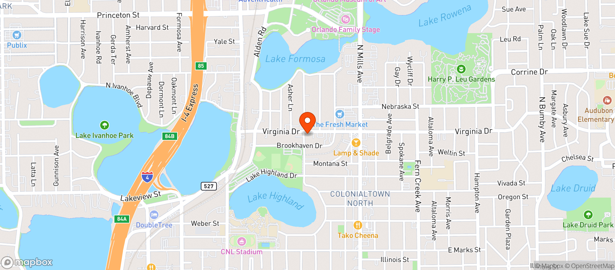 Map showing Nora's Sugar Shack