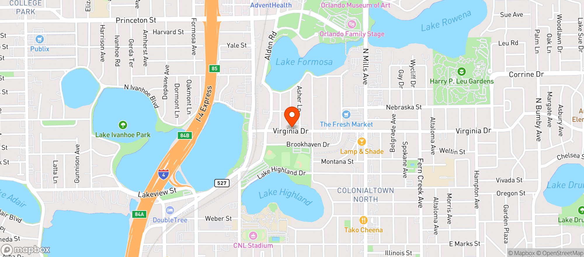 Map showing The Thirsty Topher