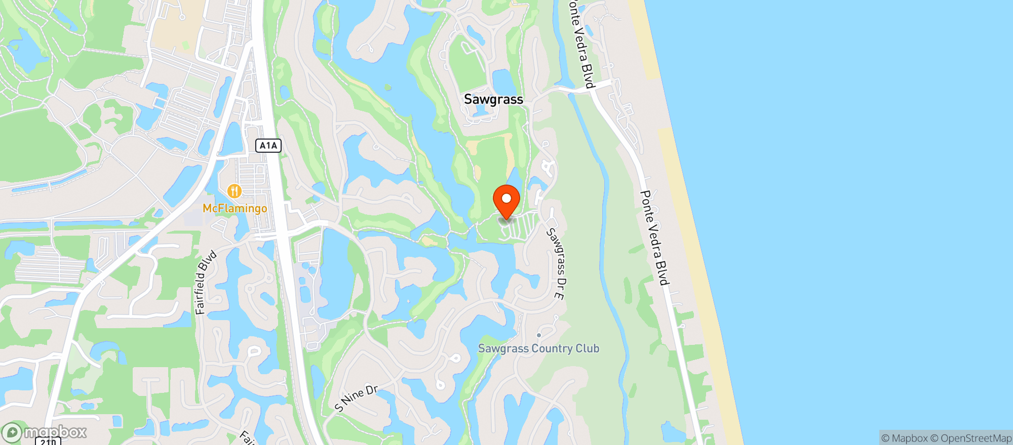 Map showing Sawgrass Country Club