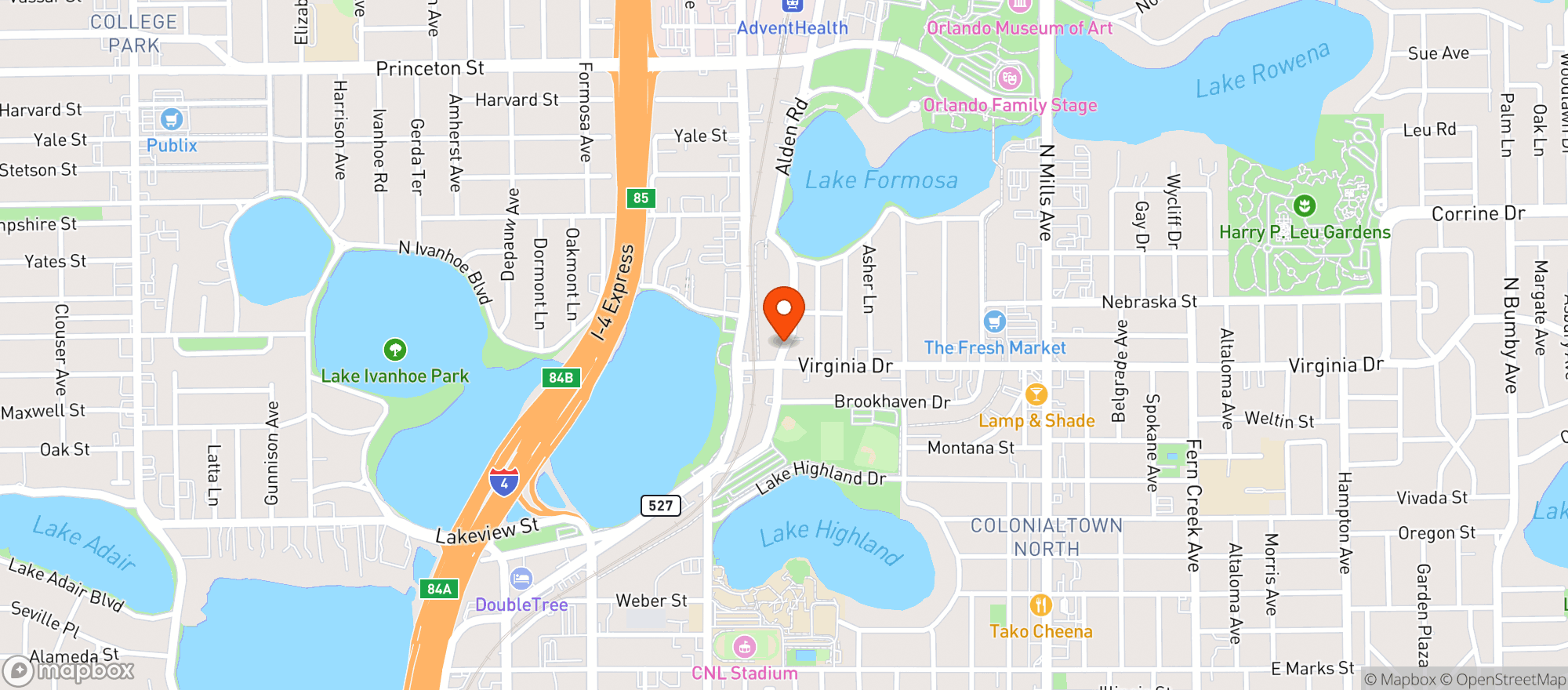 Map showing City Food Hall Orlando