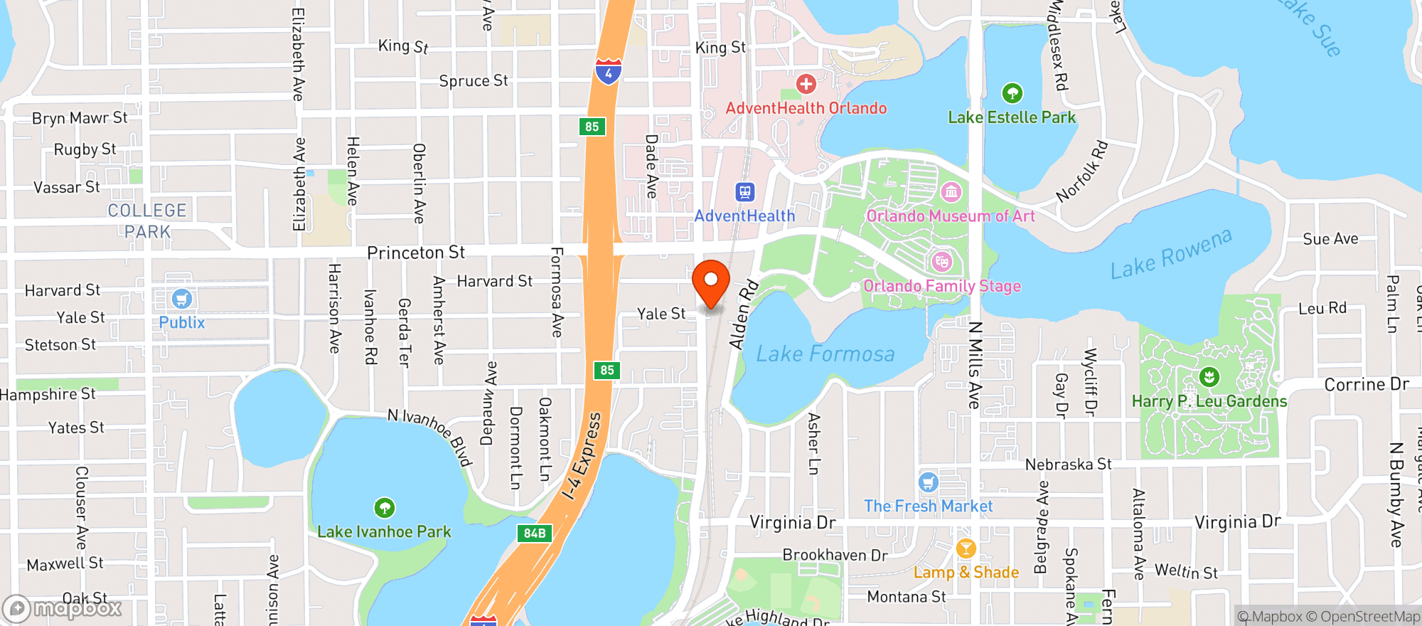 Map showing Orange Avenue Smoke Shop