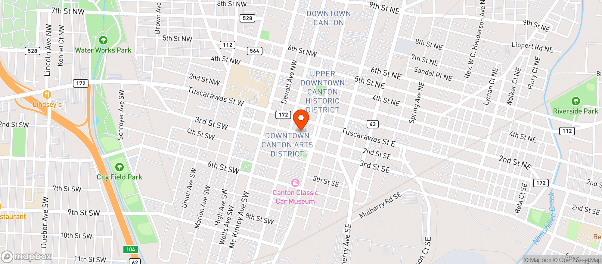 Map showing Benders Tavern