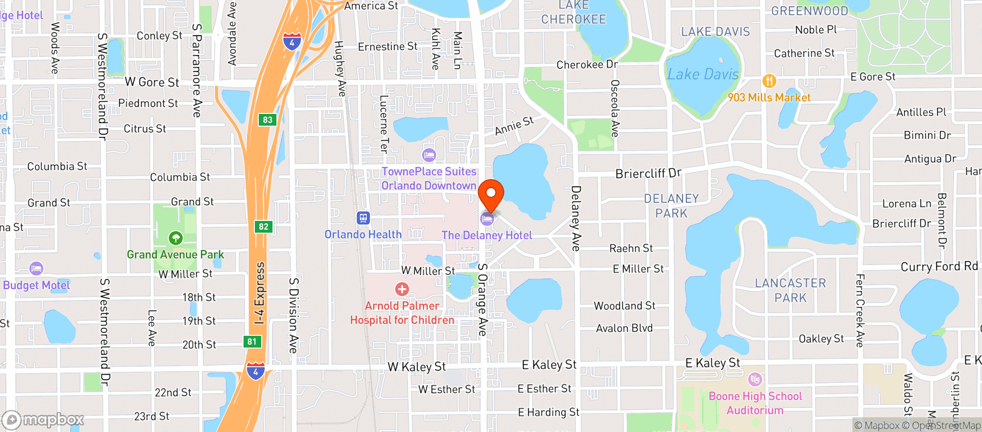Map showing Delaneys Tavern