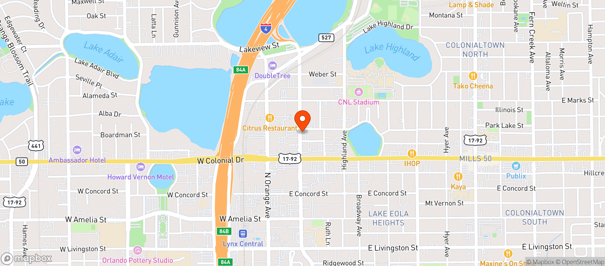 Map showing Bagel World