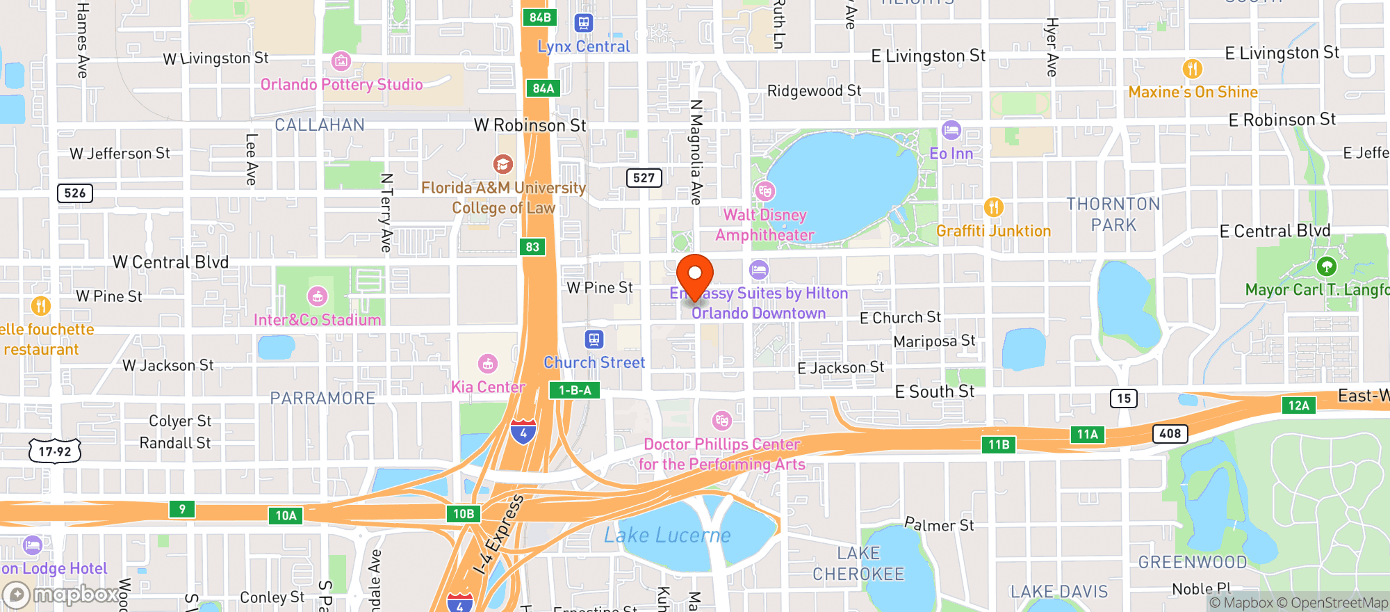 Map showing The Corner Pizza Bar