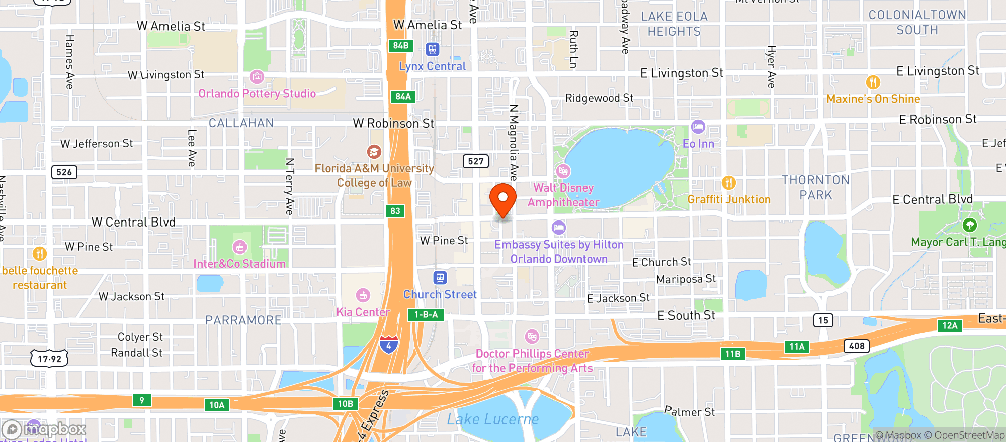 Map showing Cleos Lounge-closed