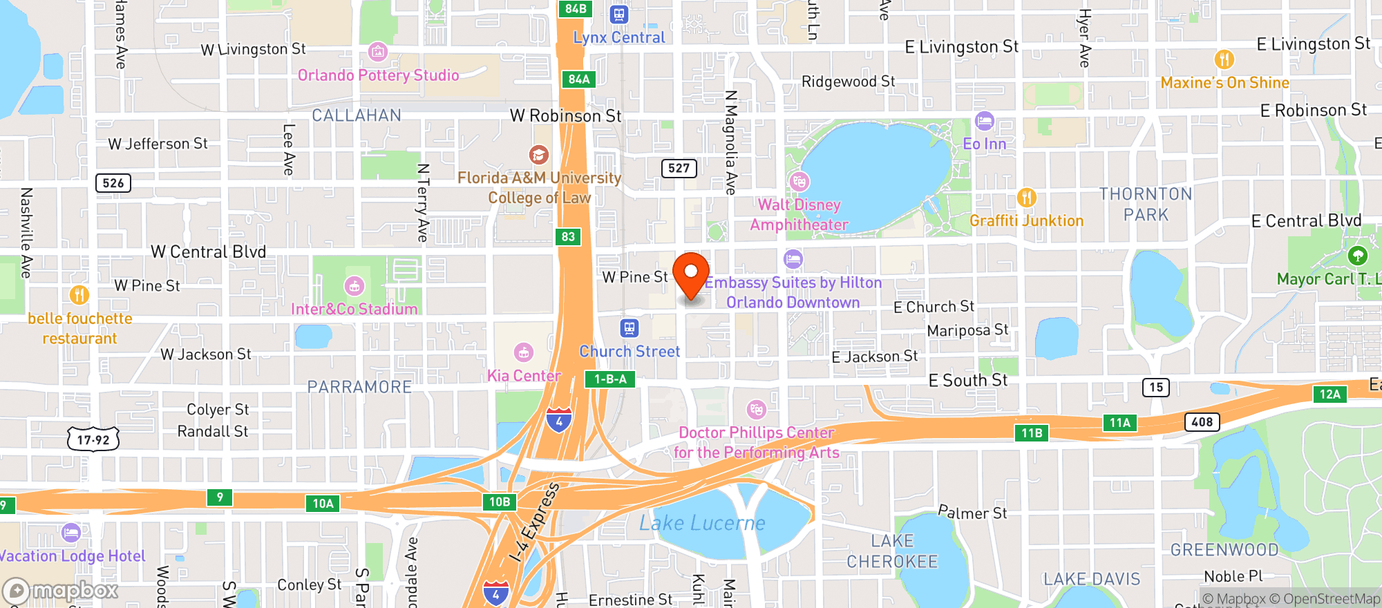 Map showing Debonair Supper Club
