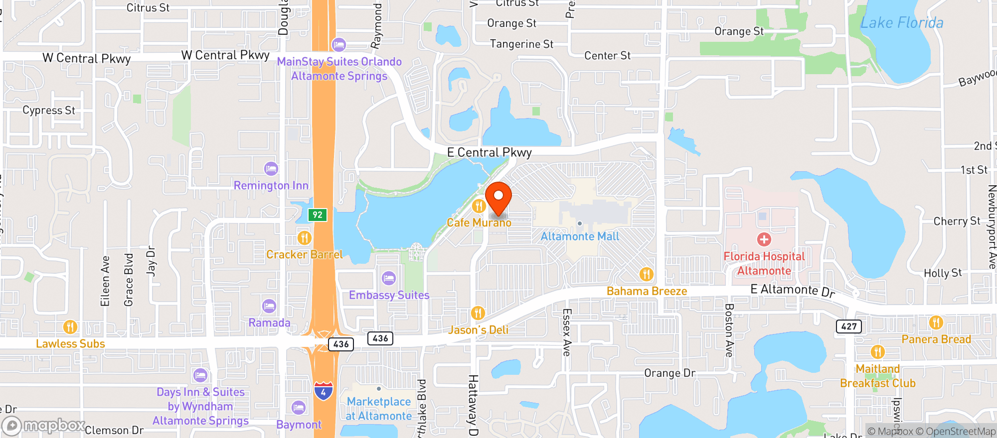 Map showing Amc Theatres Altamonte #283