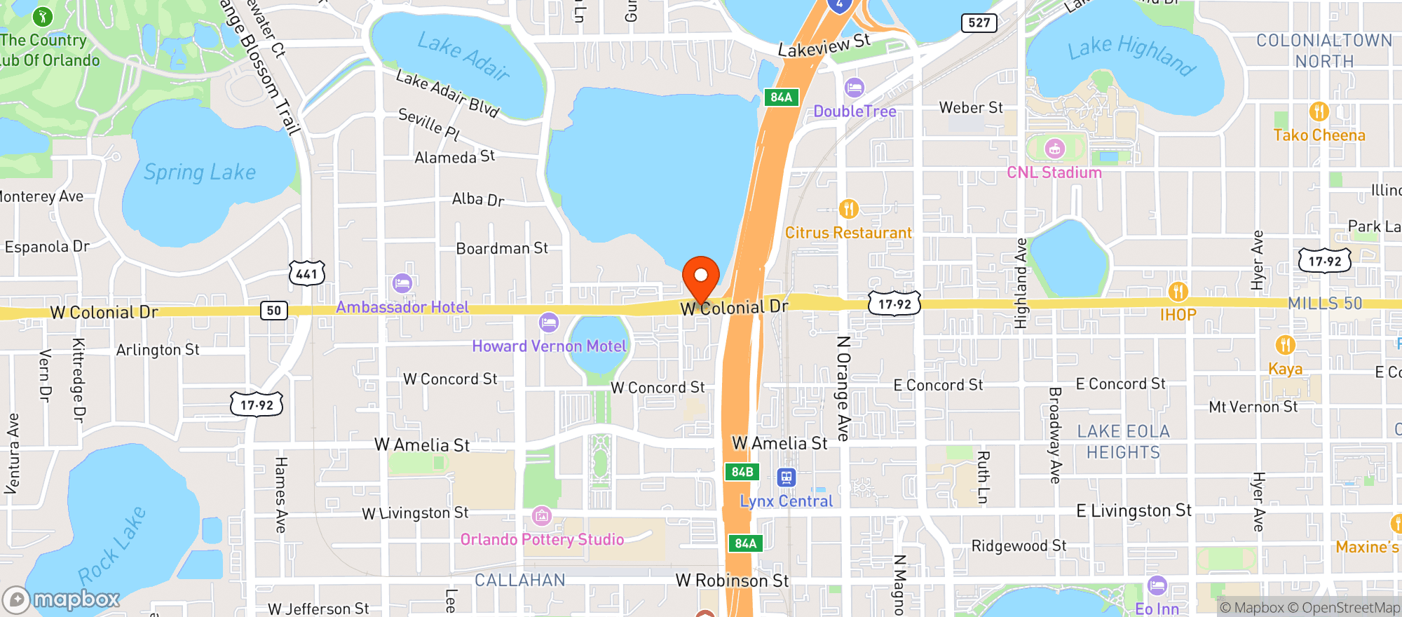 Map showing Crowne Plaza
