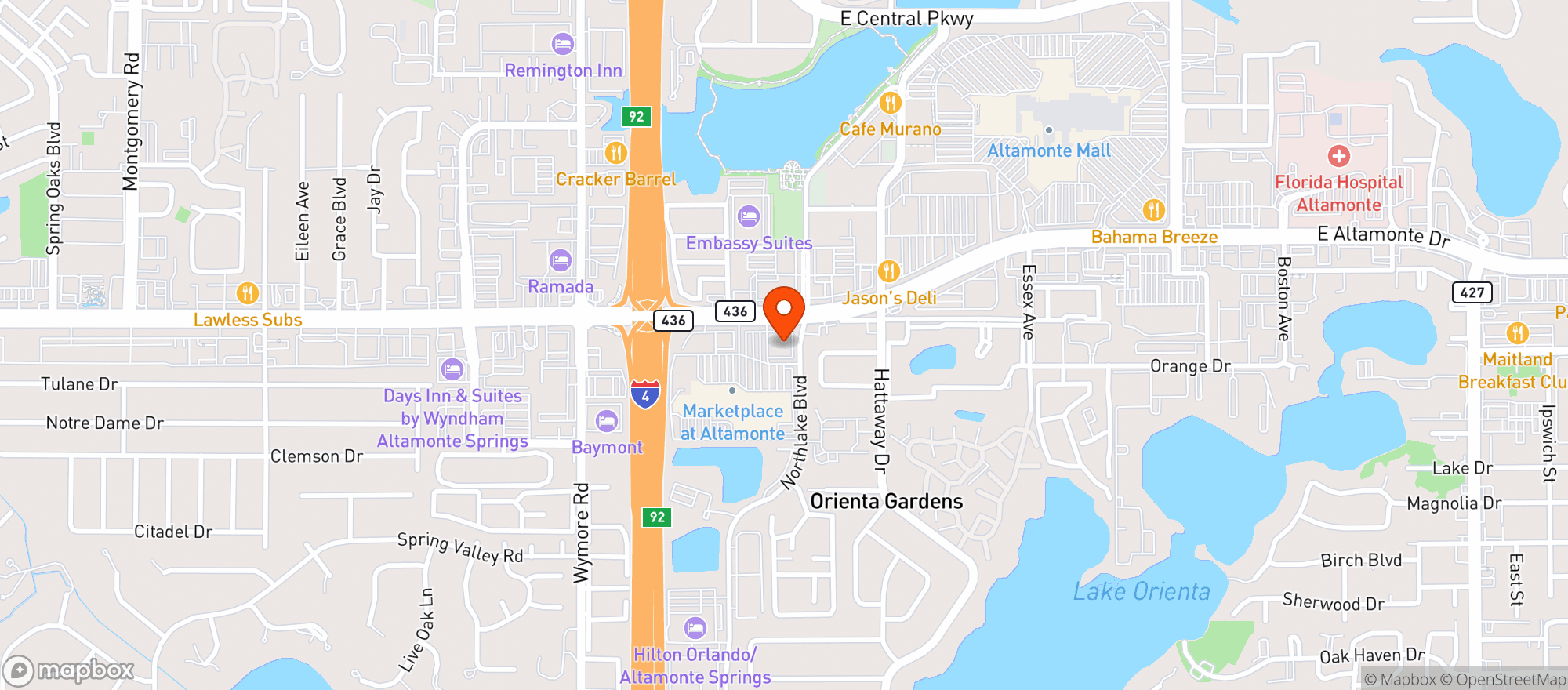 Map showing ALTAMONTE SPRINGS