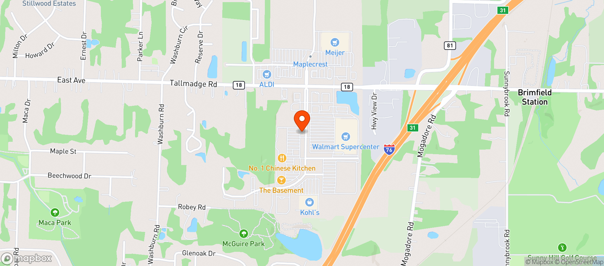 Map showing Brimfield Liquor