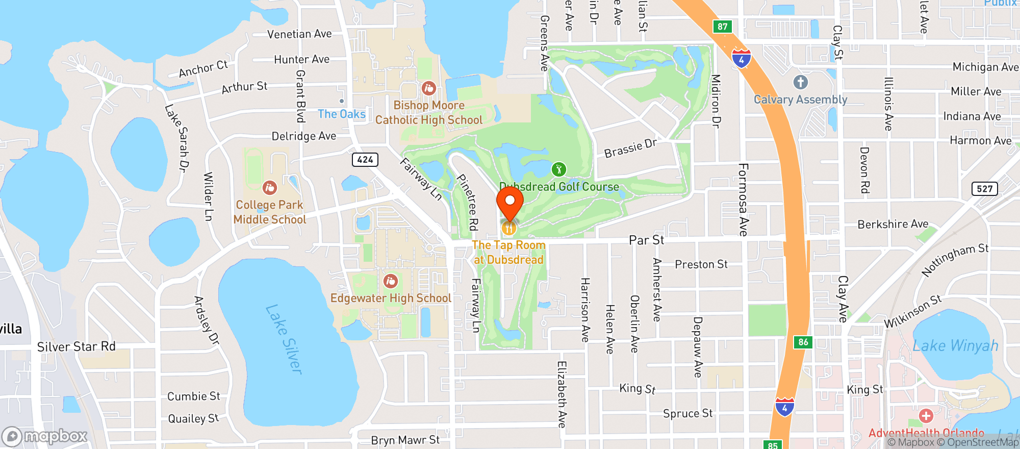 Map showing Tap Room At Dubsdread
