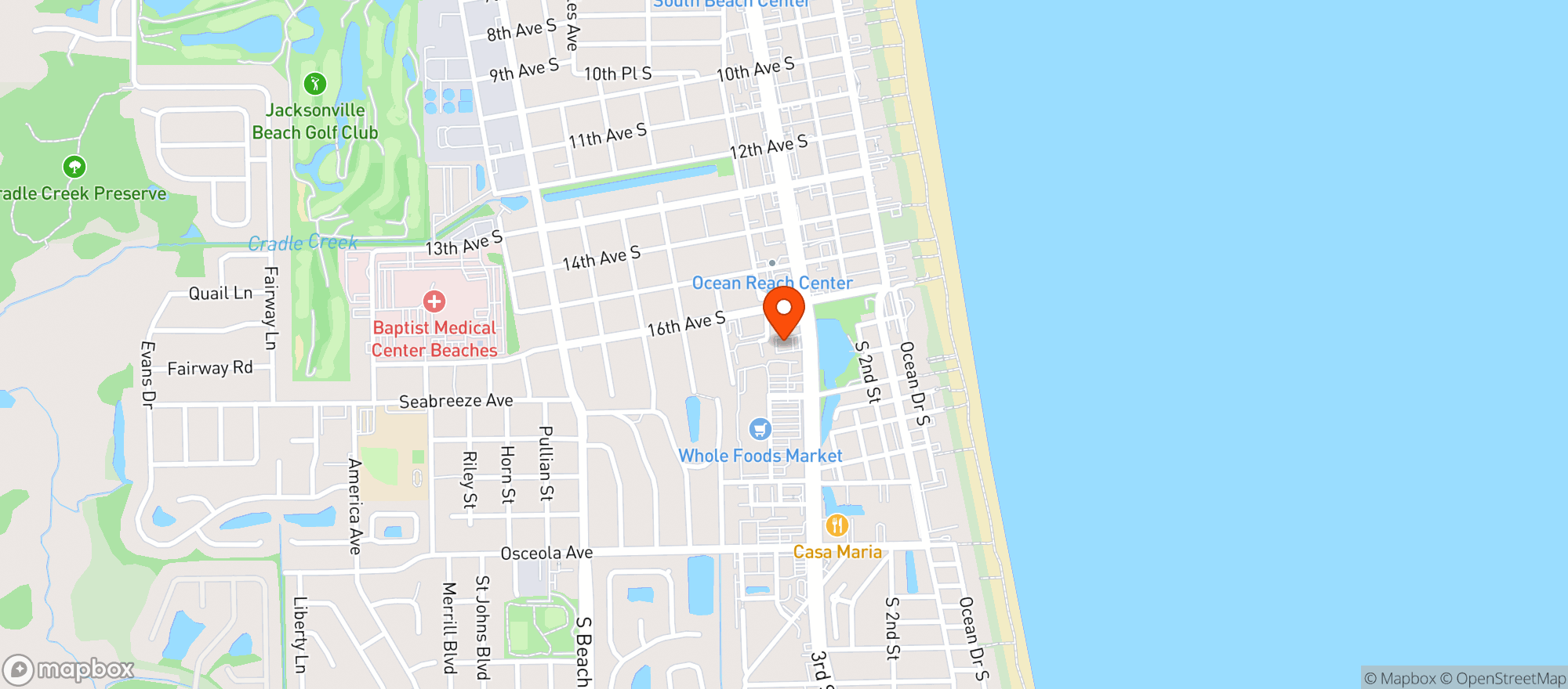 Map showing Grouper Shack Jax Beach