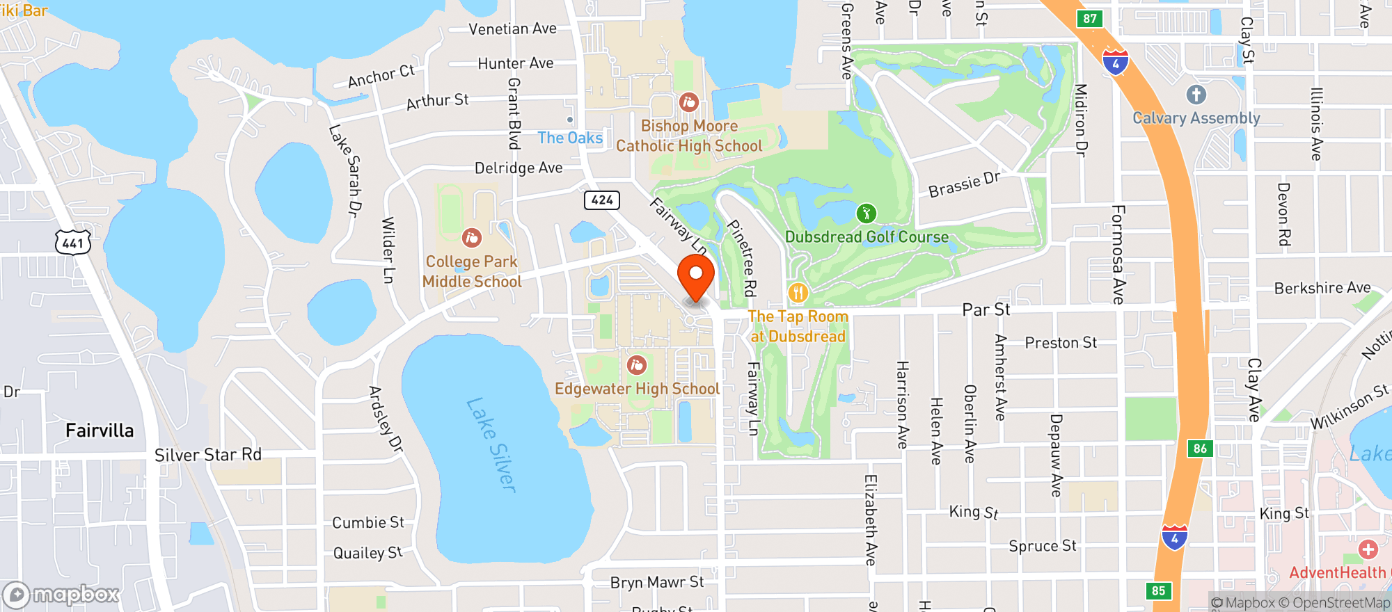 Map showing Ollies Public House