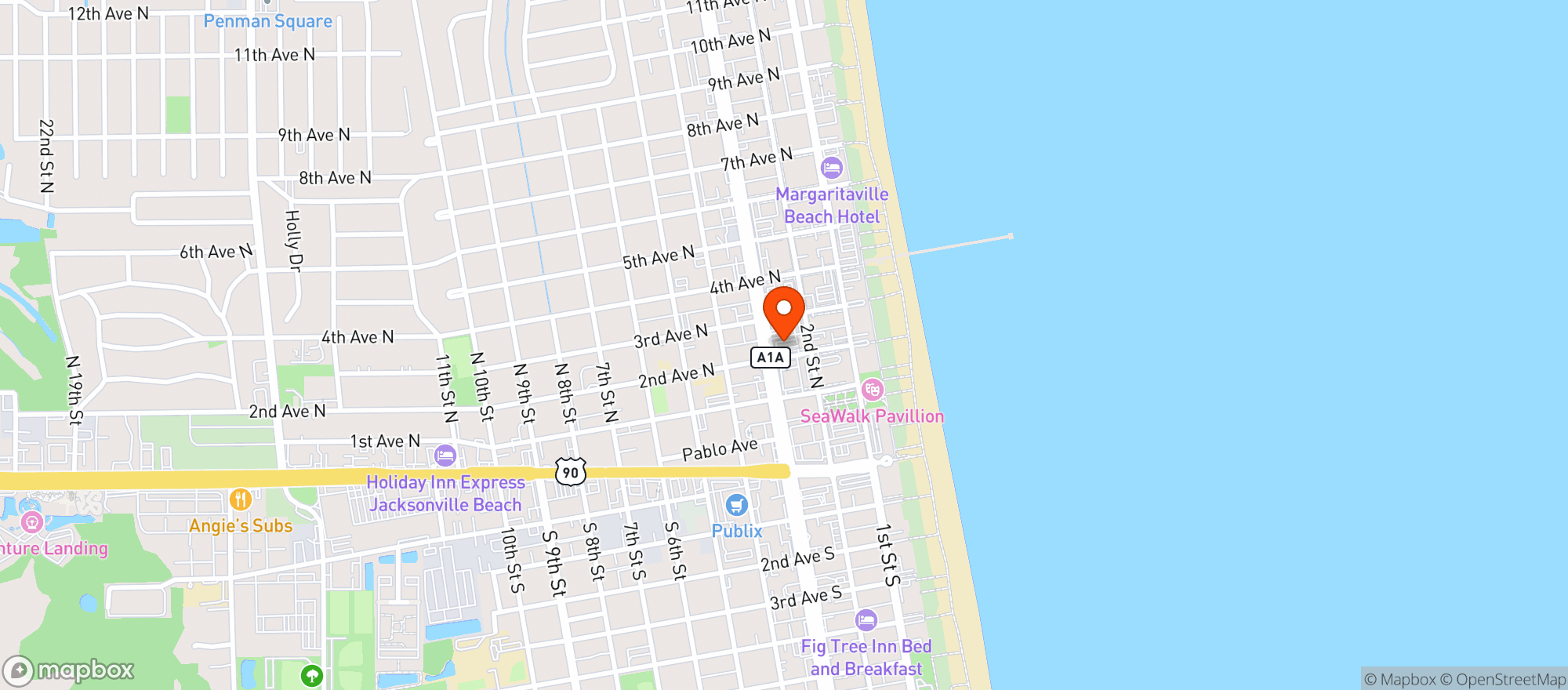 Map showing Ajua Mexican Kitchen & Bar