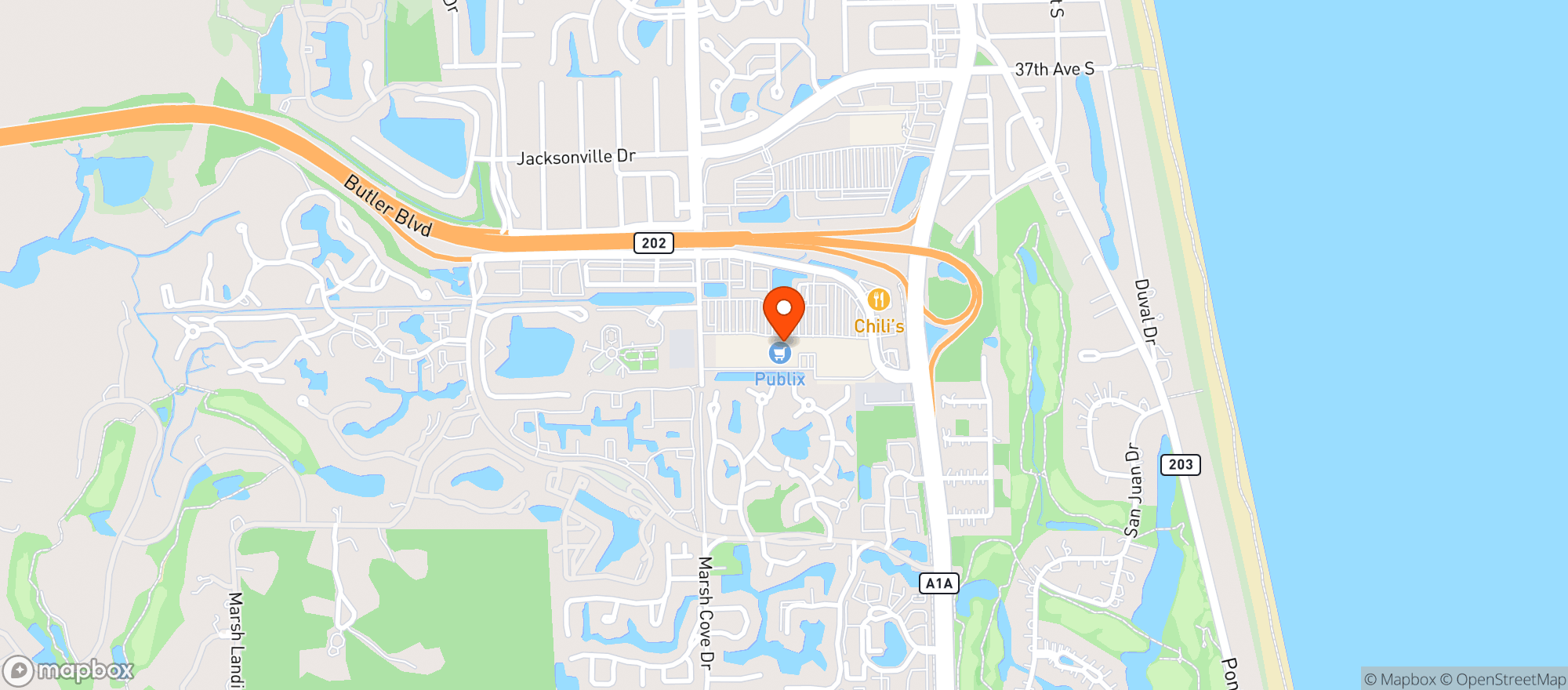 Map showing Gnc - 2904 - South Beach Parkway Plaza
