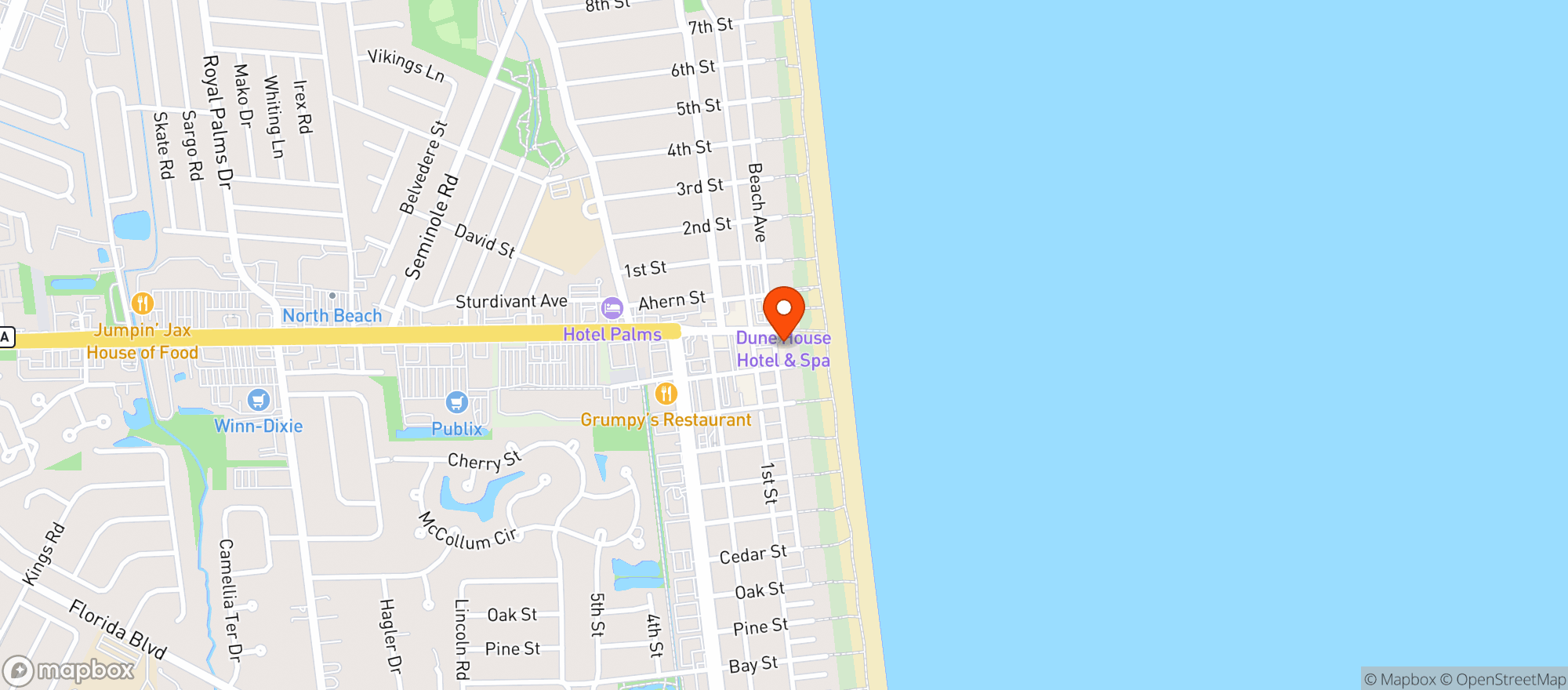 Map showing Seahorse Oceanfront Beverages
