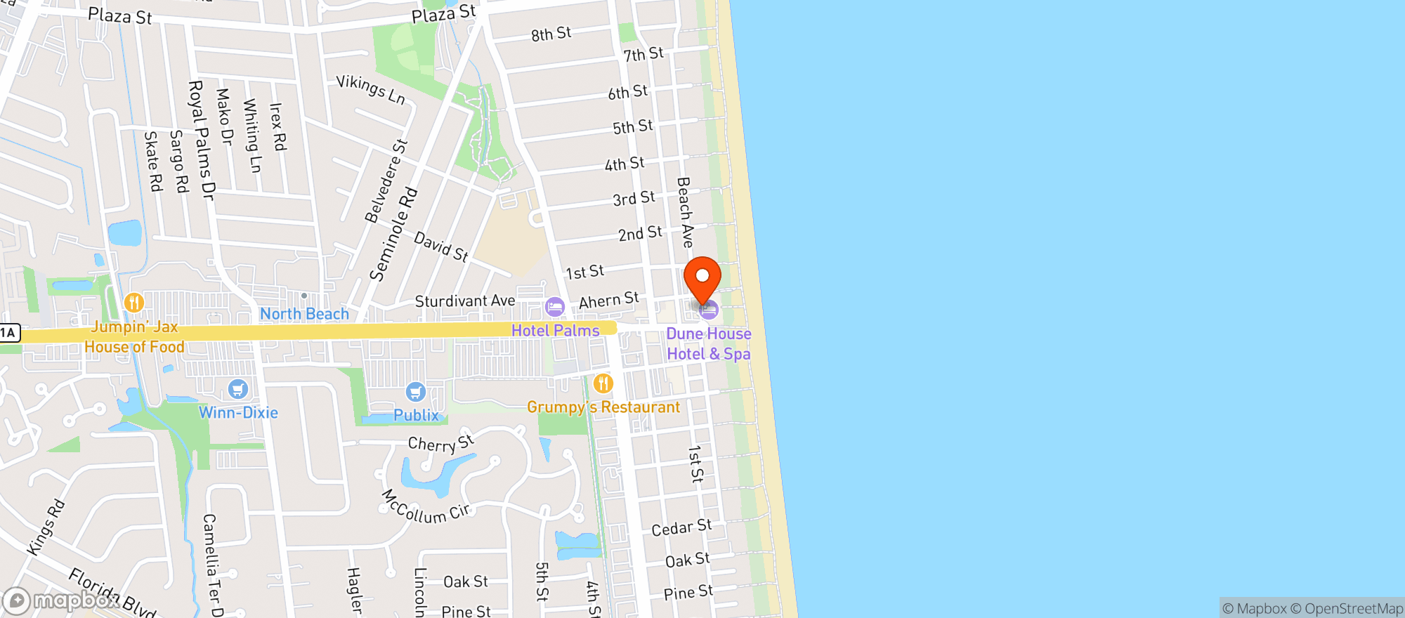 Map showing ONE OCEAN RESORT HOTEL
