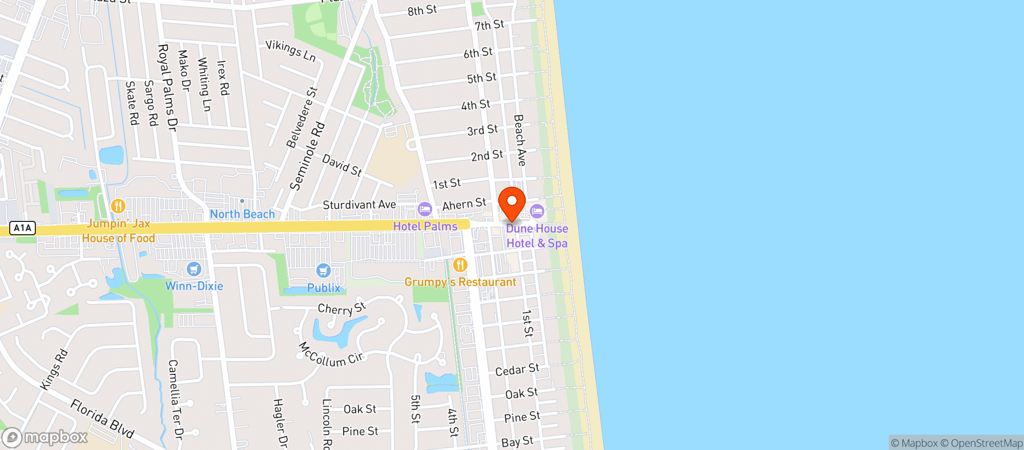 Map showing Flying Iguana Taqueria & Tequila