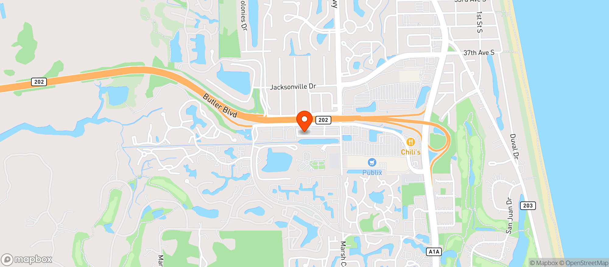 Map showing World Market Jacksonville Beach