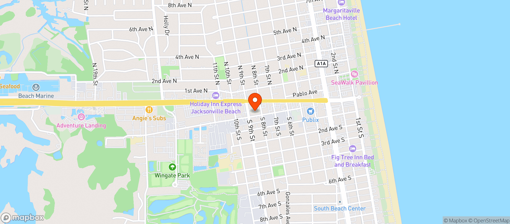 Map showing Beach Bowl
