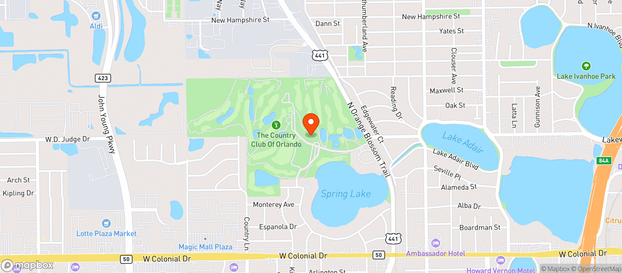 Map showing Country Club Of Orlando
