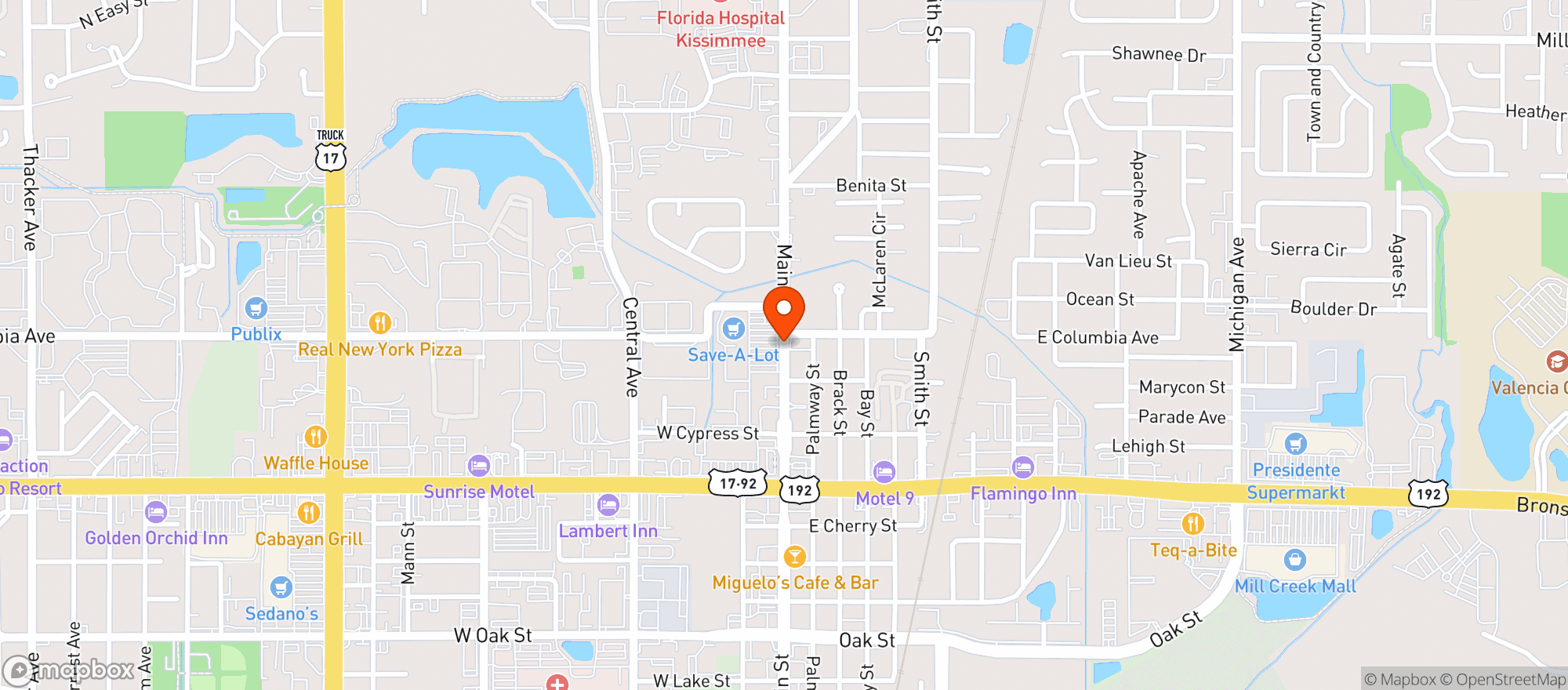 Map showing Florida Plaza Liquors