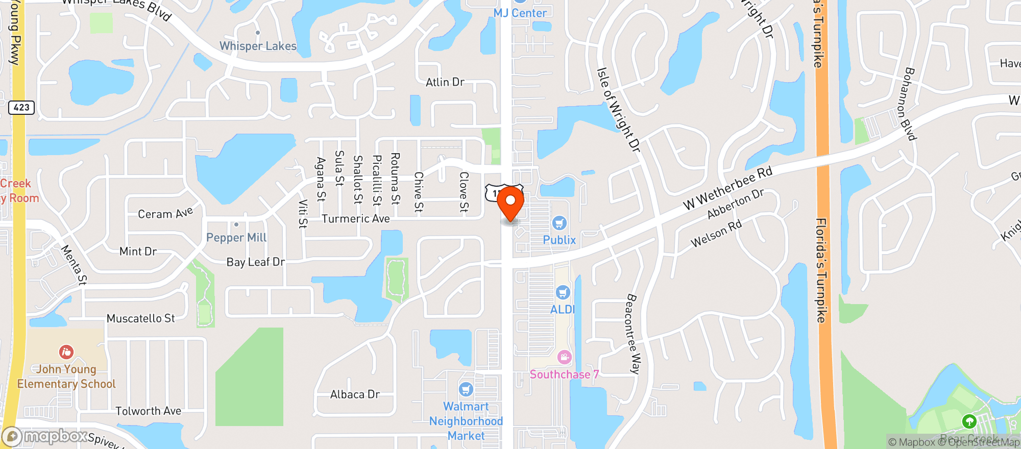 Map showing Publix Super Market