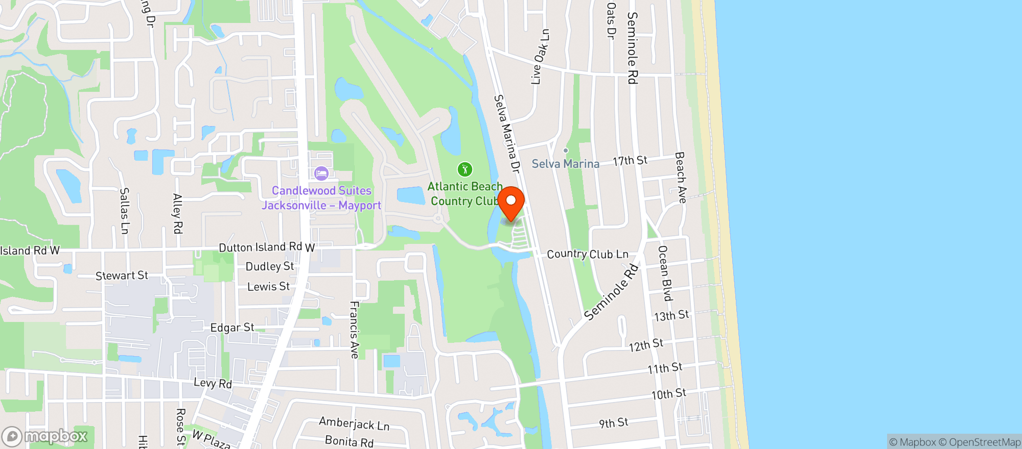 Map showing Atlantic Beach Country Club