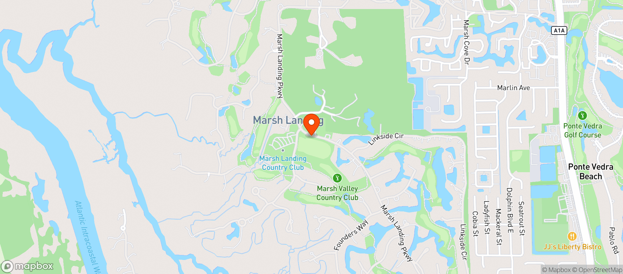 Map showing Marsh Landing Country Club