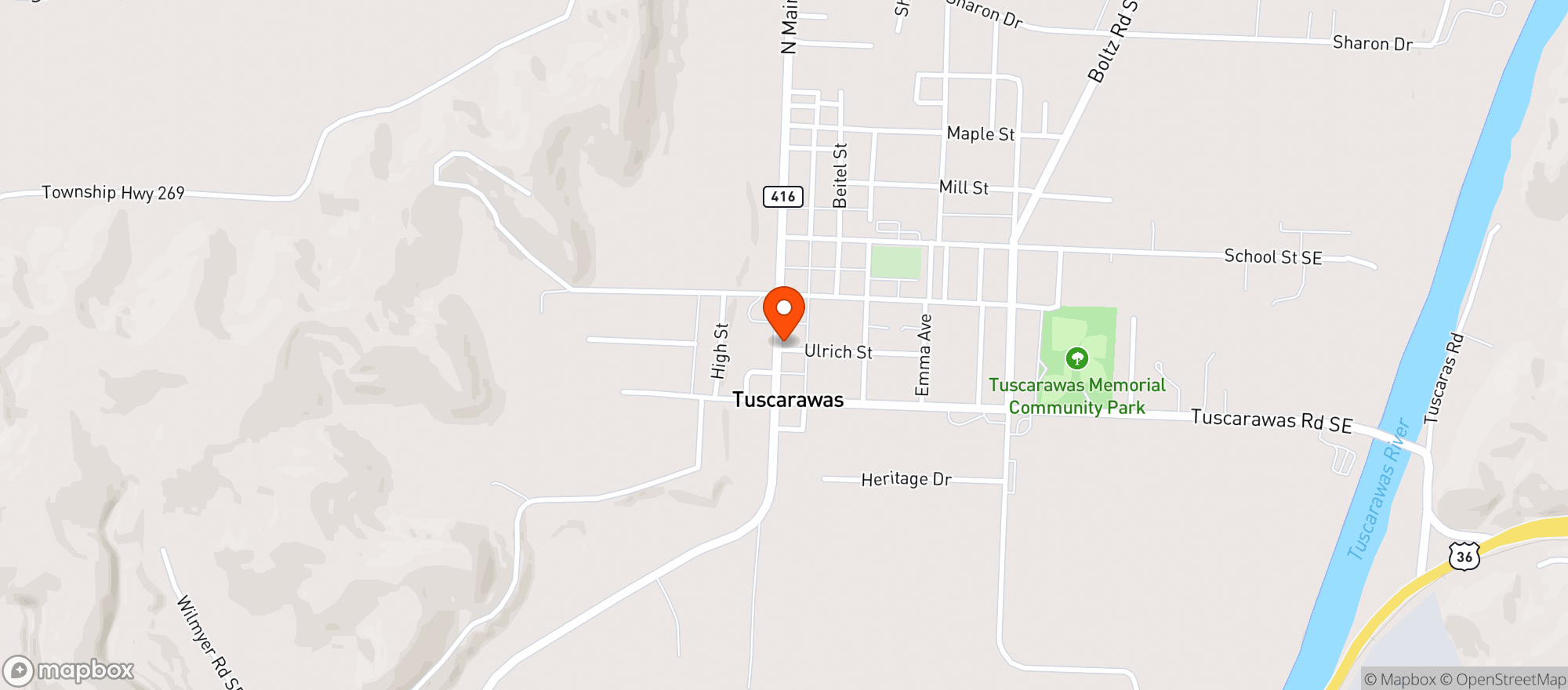Map showing Lutes Drive Thru